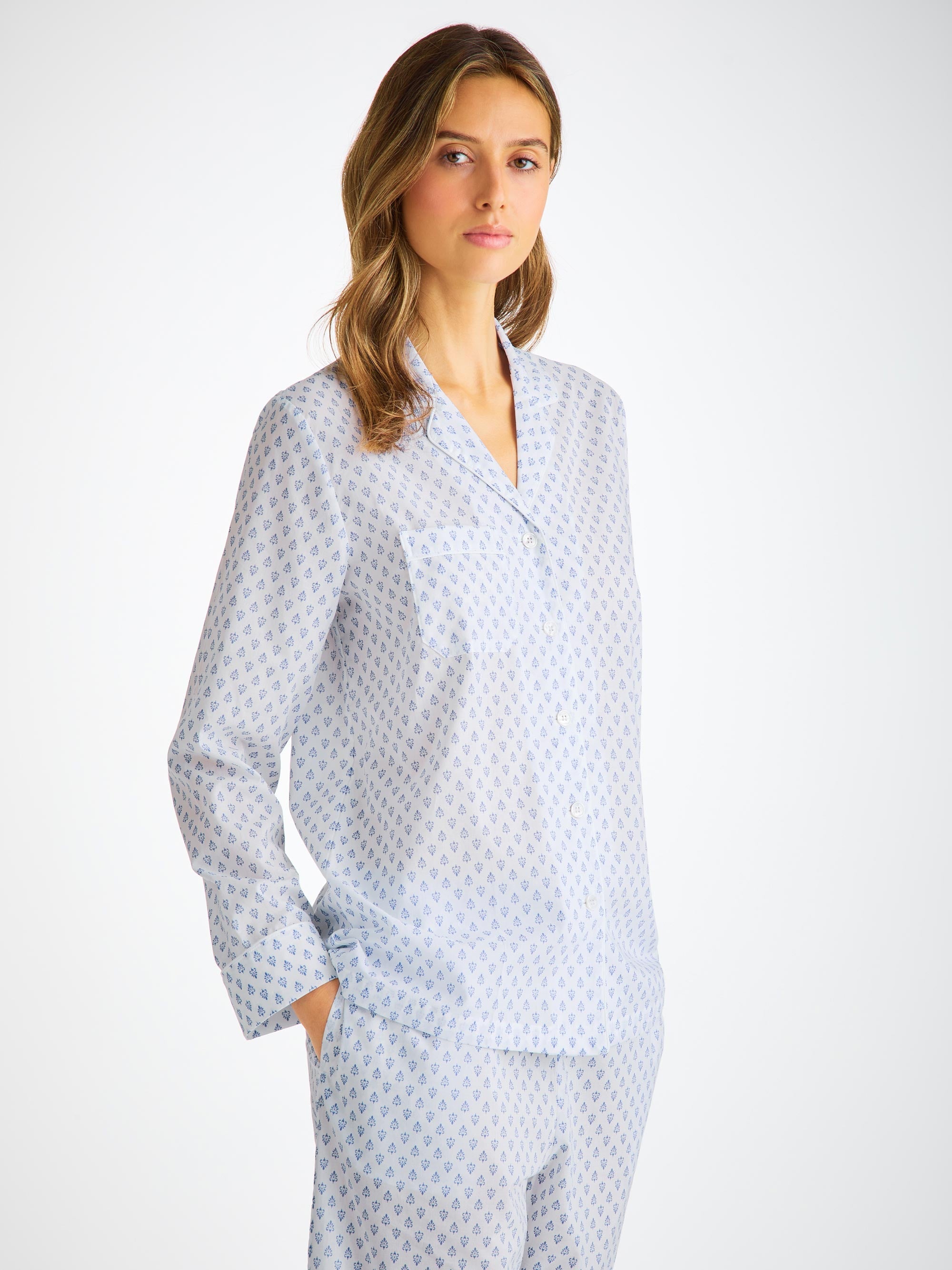 Women's Pyjamas Cotton Batiste White Paisley Motif