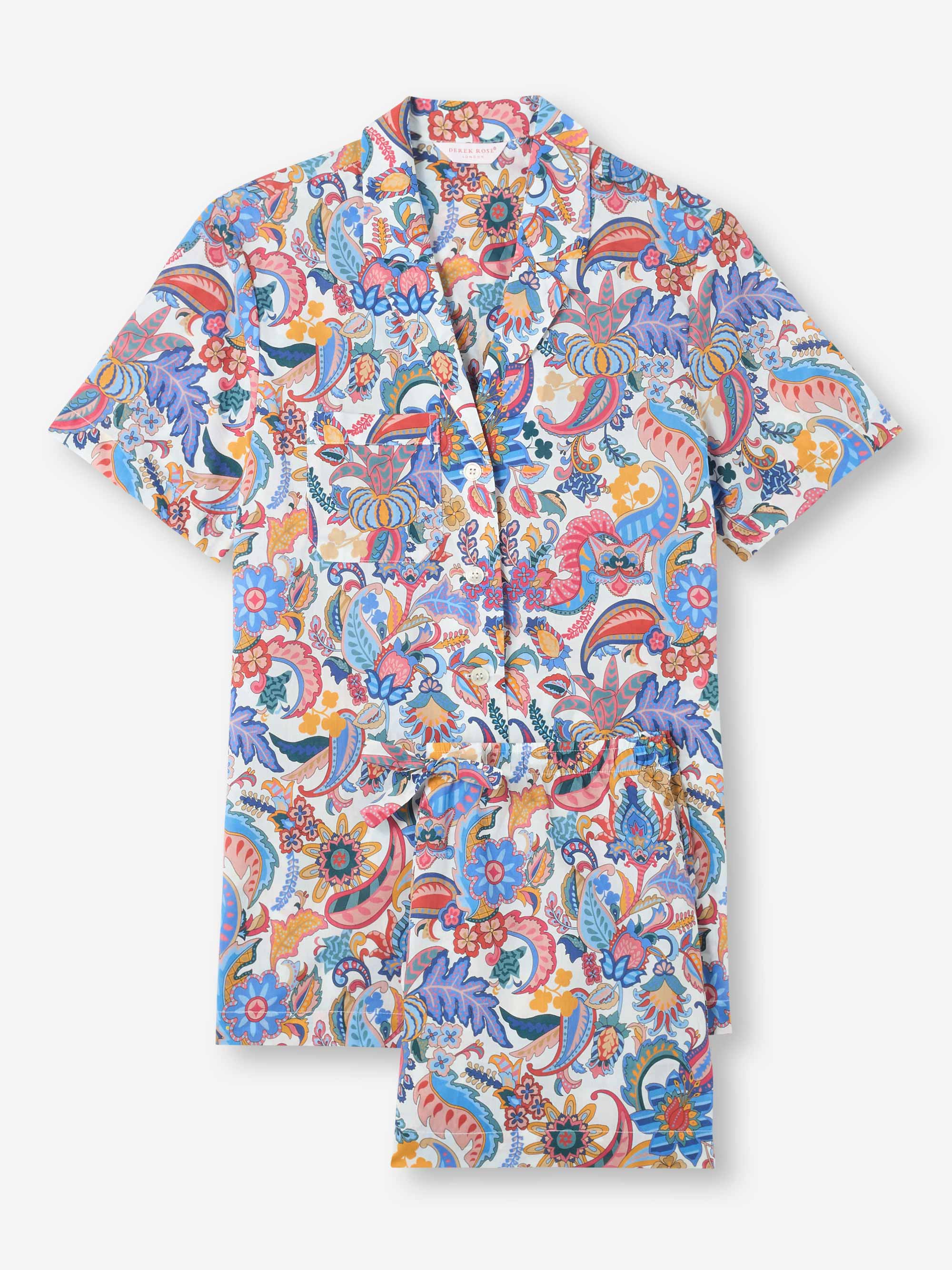 Women's Short Pyjamas Cotton Batiste Multi Jungle Paisley Print