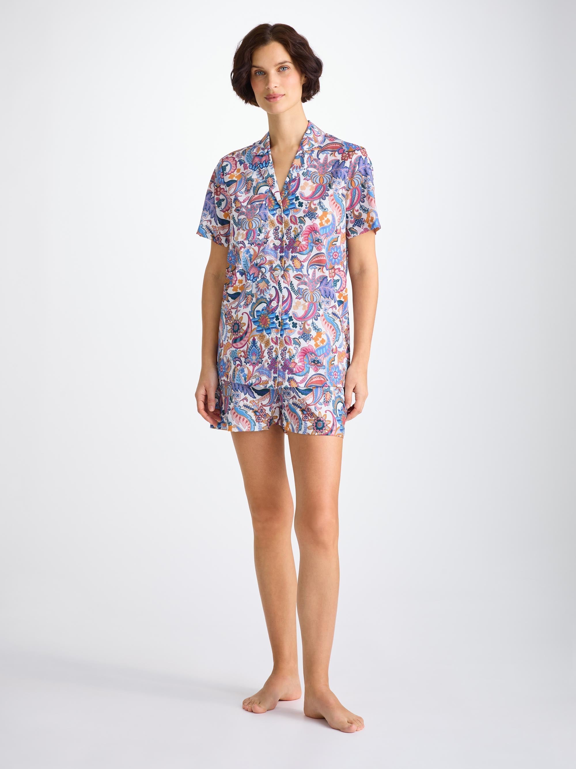 Women's Short Pyjamas Cotton Batiste Multi Jungle Paisley Print