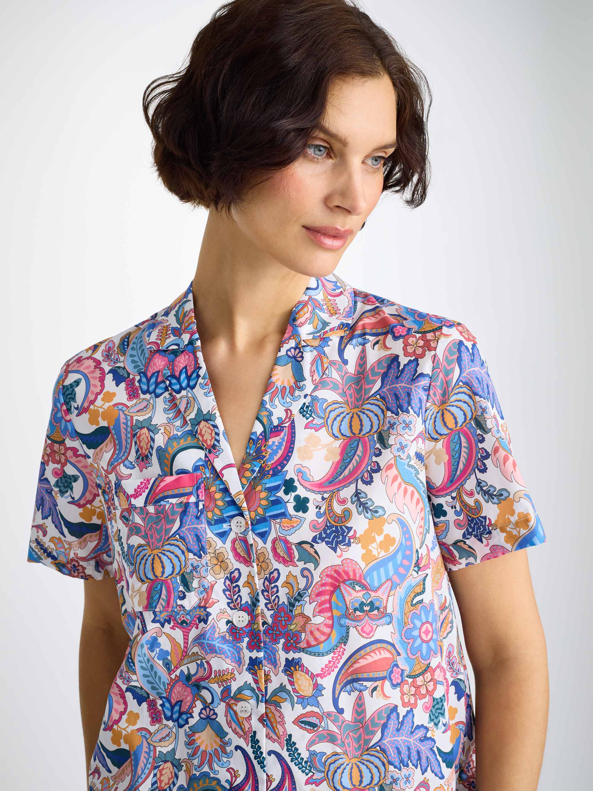 Women's Short Pyjamas Cotton Batiste Multi Jungle Paisley Print