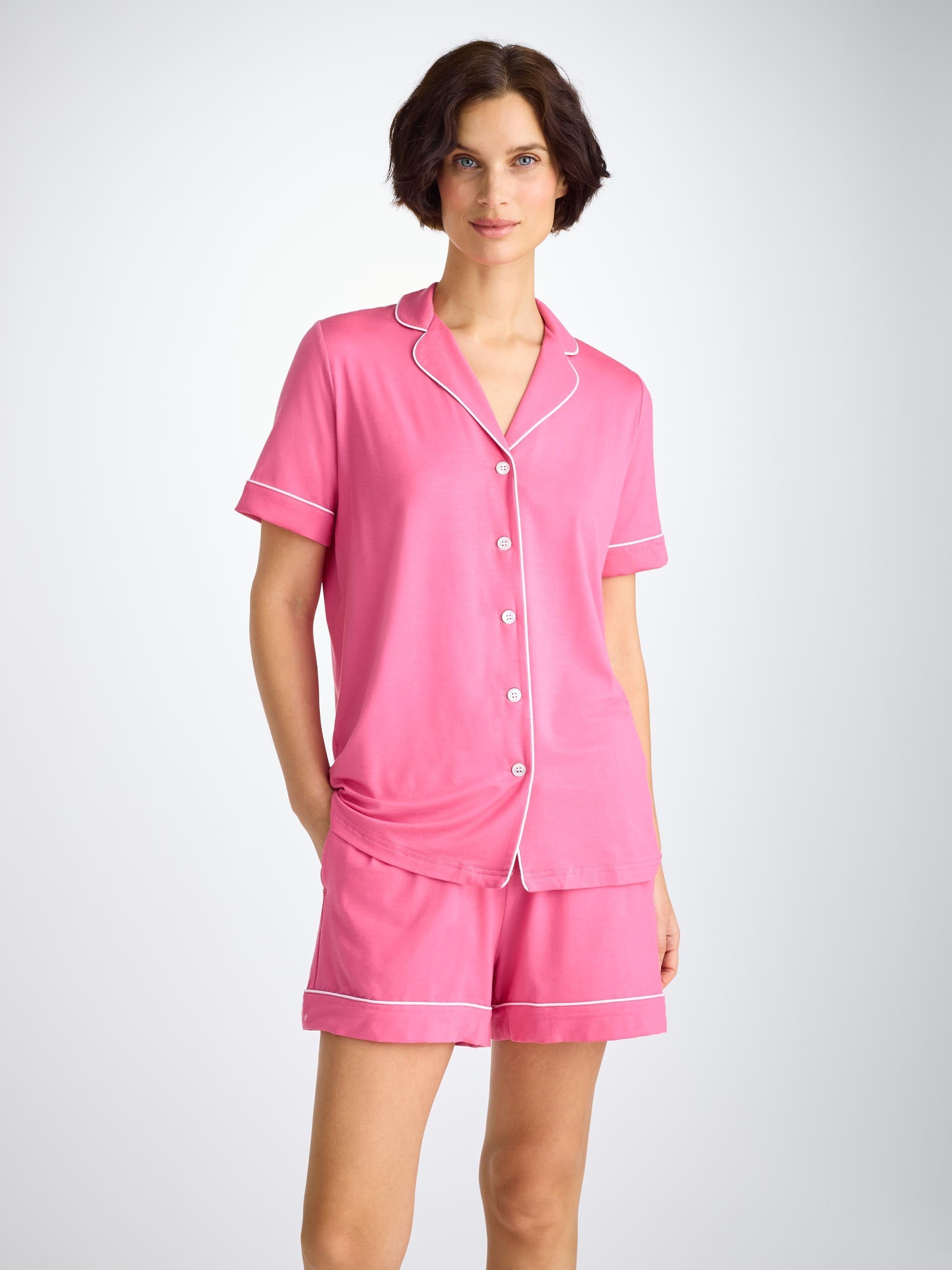 Women's Short Pyjamas Lara Micro Modal Stretch Flamingo Pink