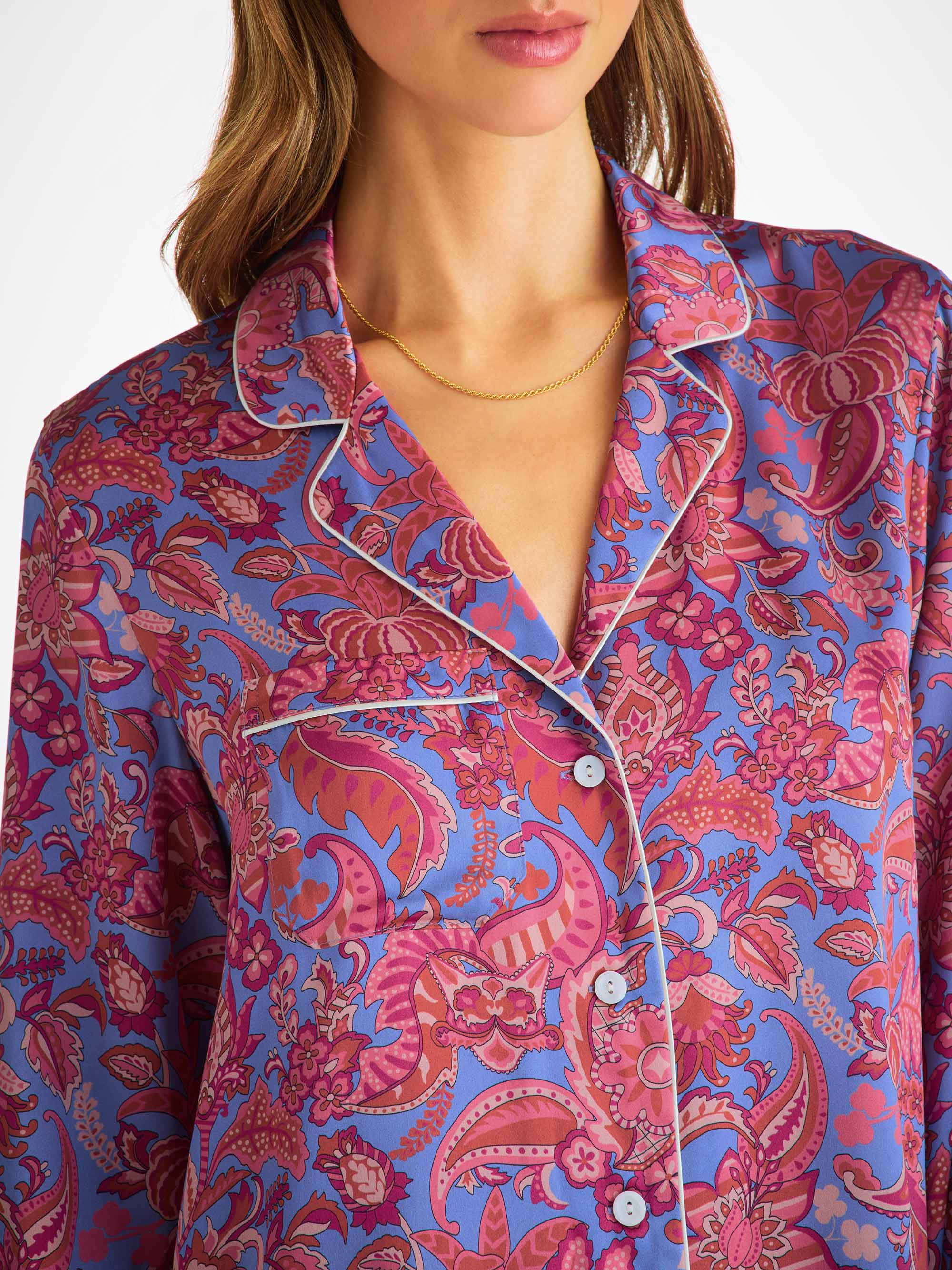 Women's Pyjamas Silk Satin Amethyst Jungle Paisley Pattern