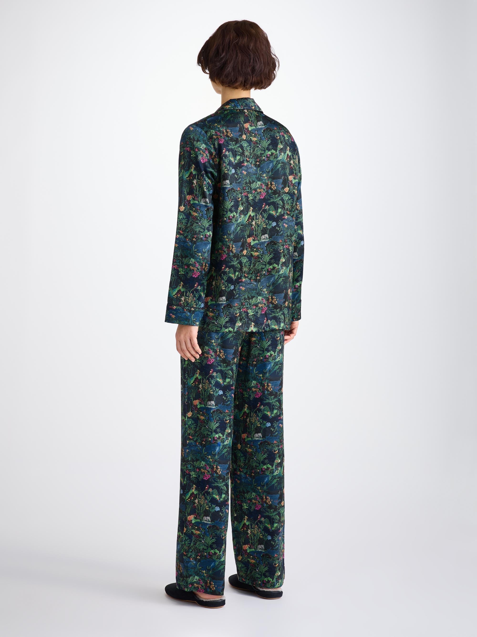 Women's Pyjamas Silk Satin Multi Midnight Jungle Print