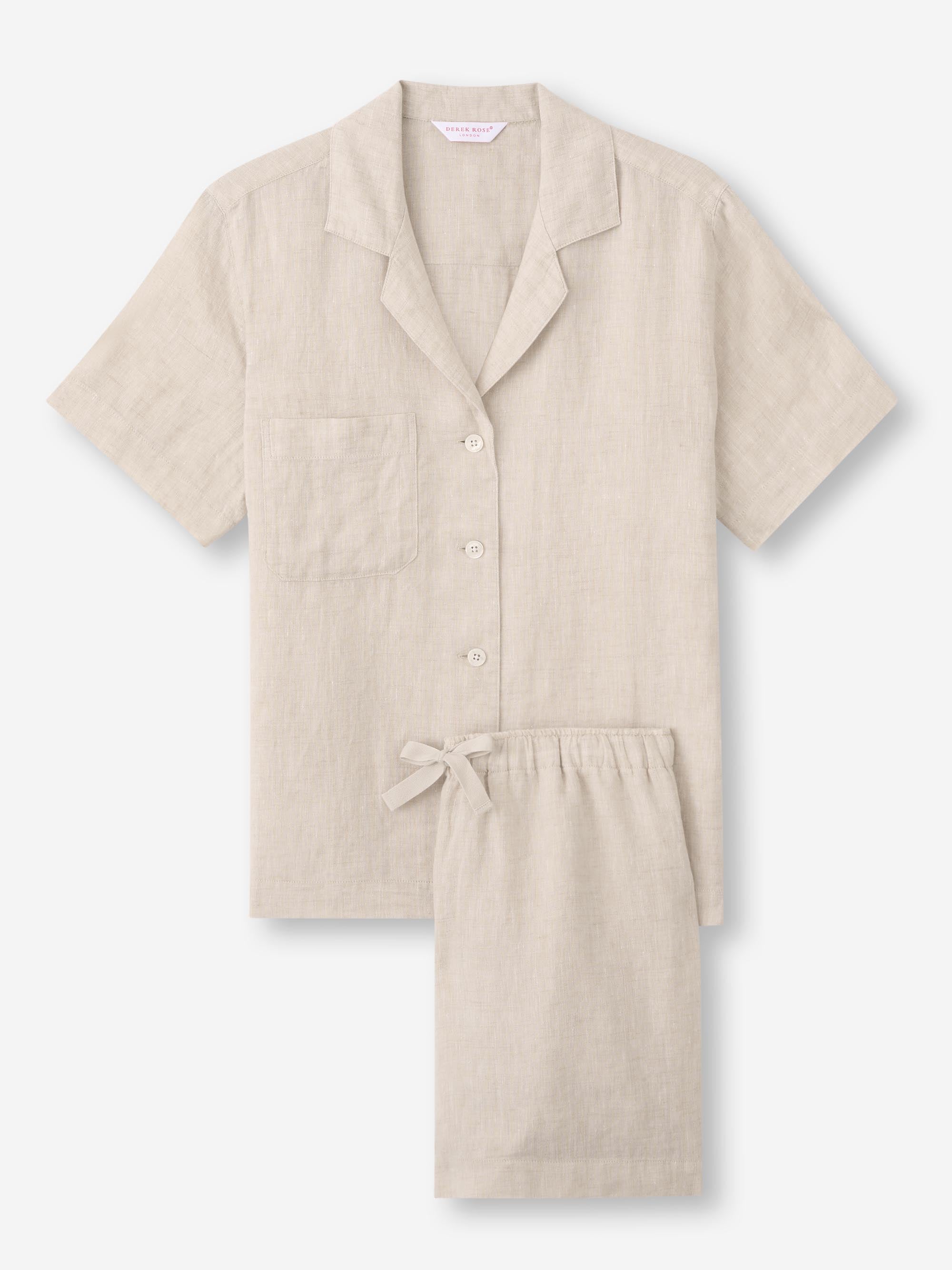 Women's Short Pyjamas Sicily Linen Sand