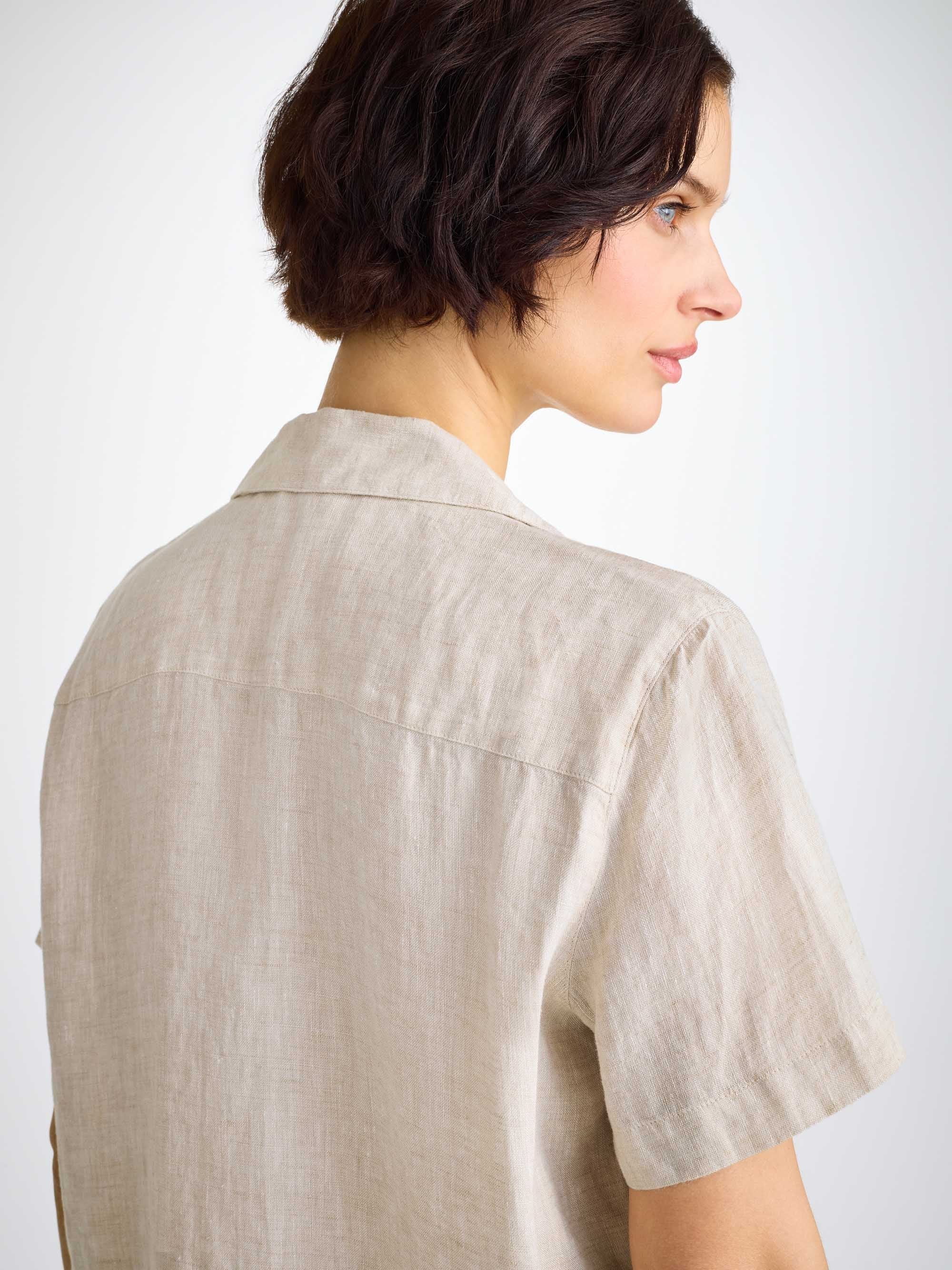 Women's Short Pyjamas Sicily Linen Sand