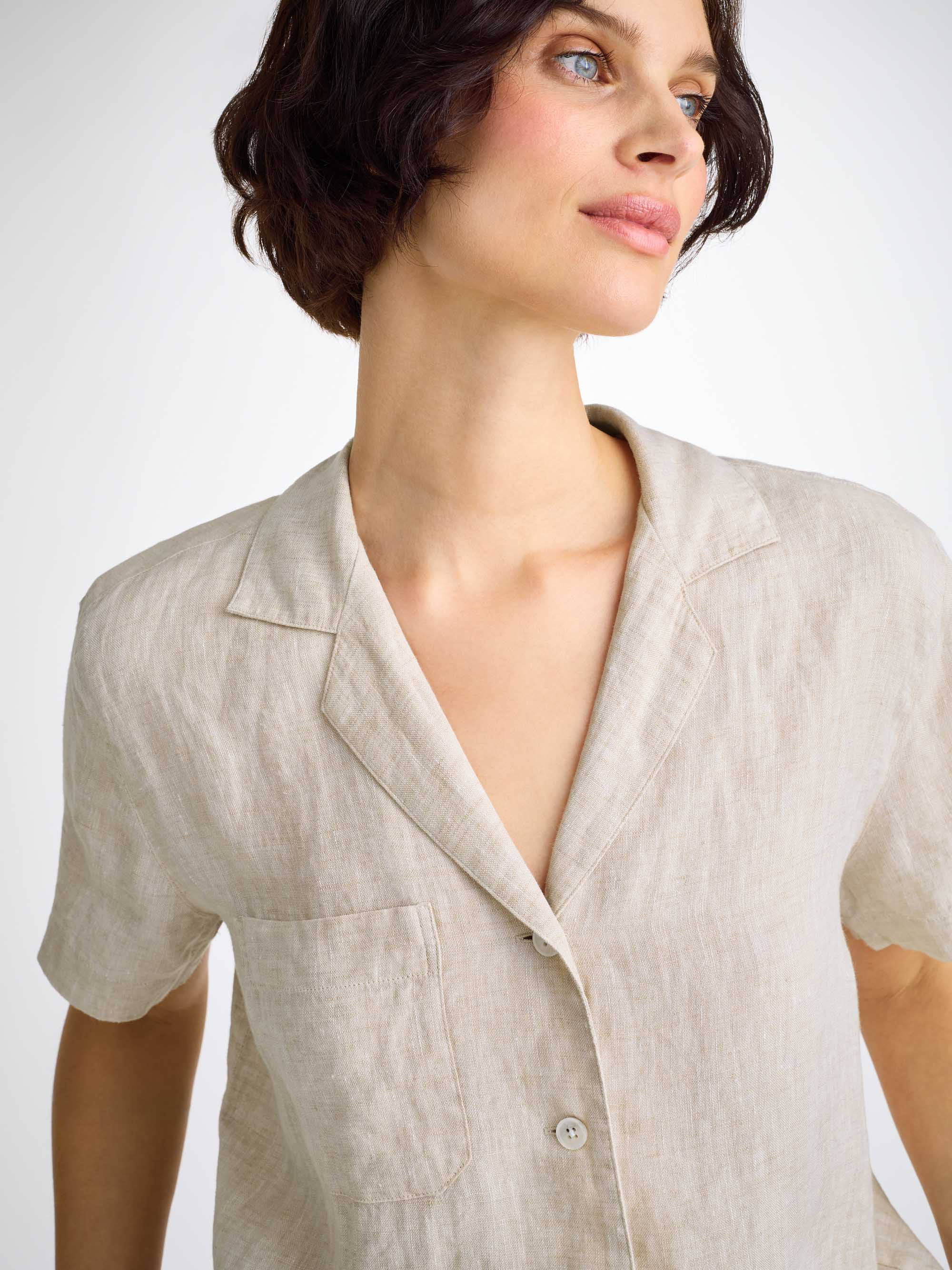 Women's Short Pyjamas Sicily Linen Sand