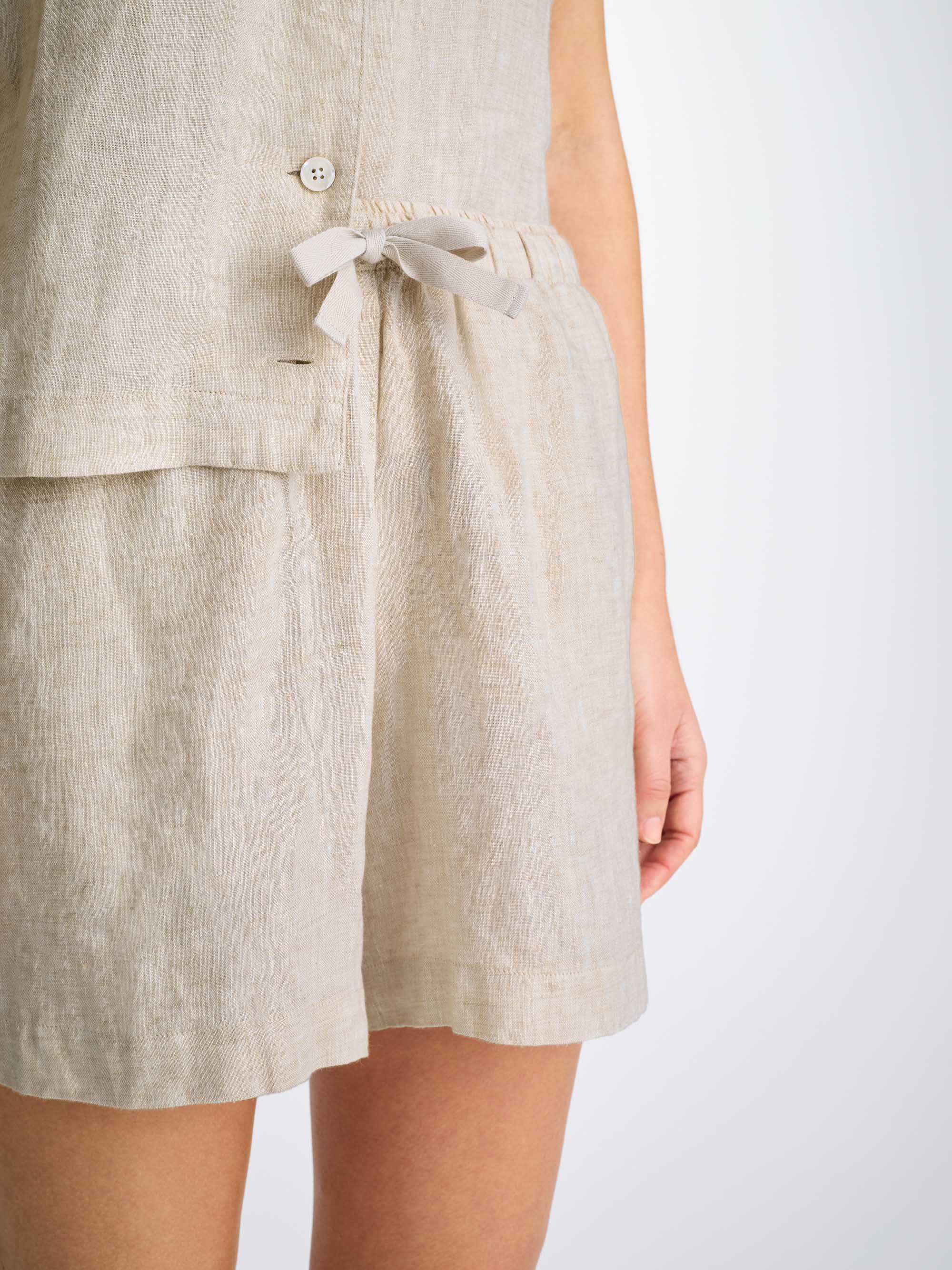 Women's Short Pyjamas Sicily Linen Sand