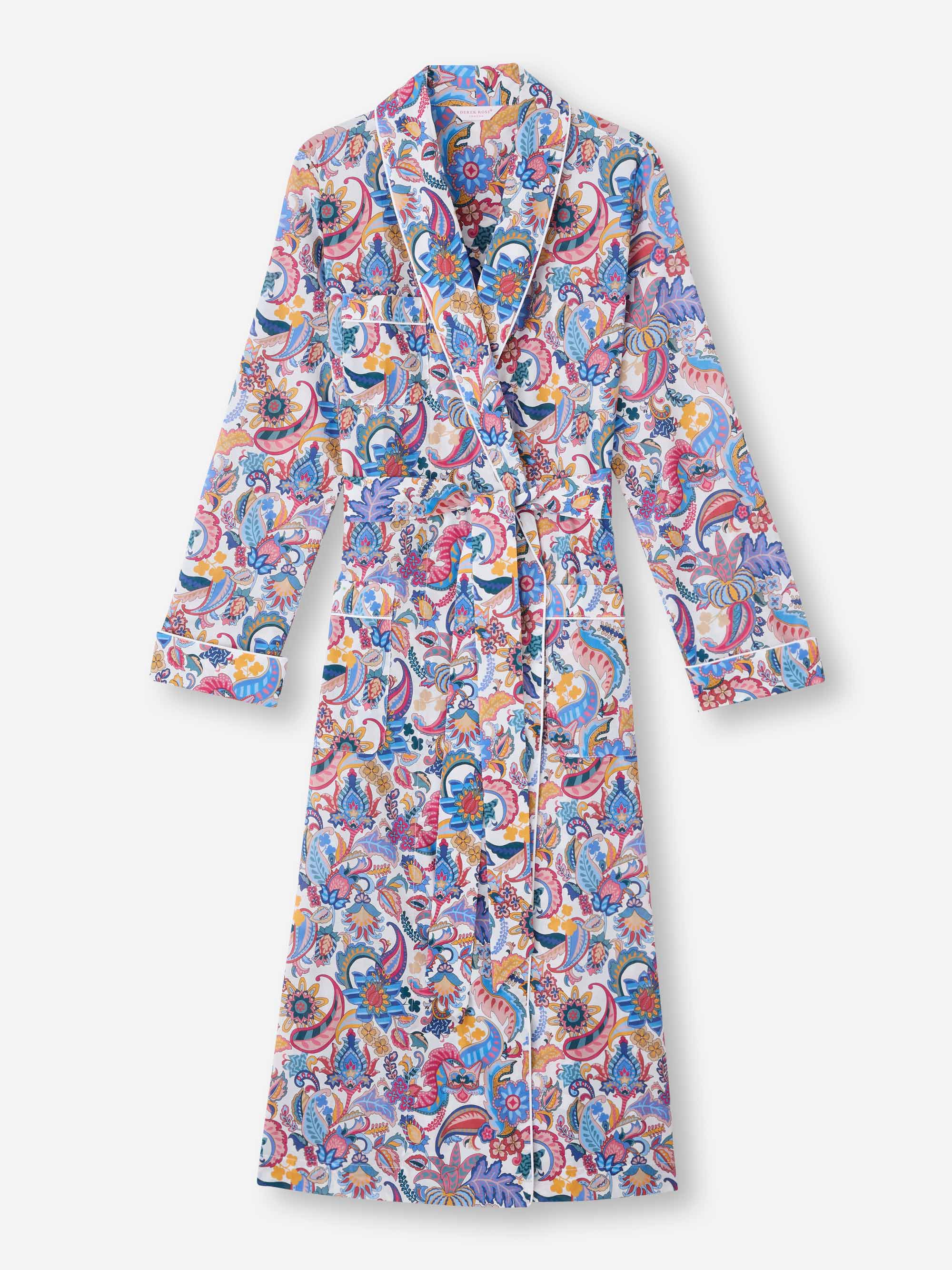 Women's Dressing Gown Cotton Batiste Multi Jungle Paisley Print