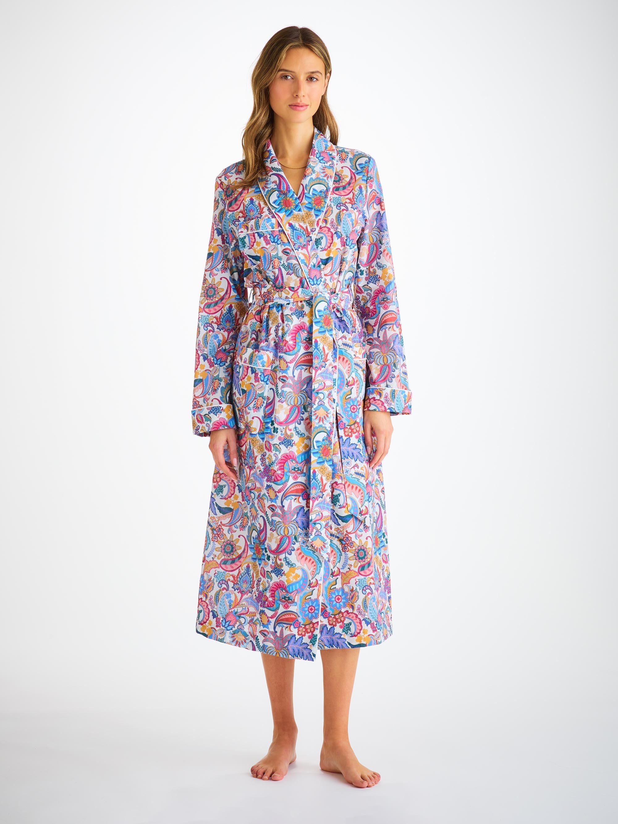 Women's Dressing Gown Cotton Batiste Multi Jungle Paisley Print