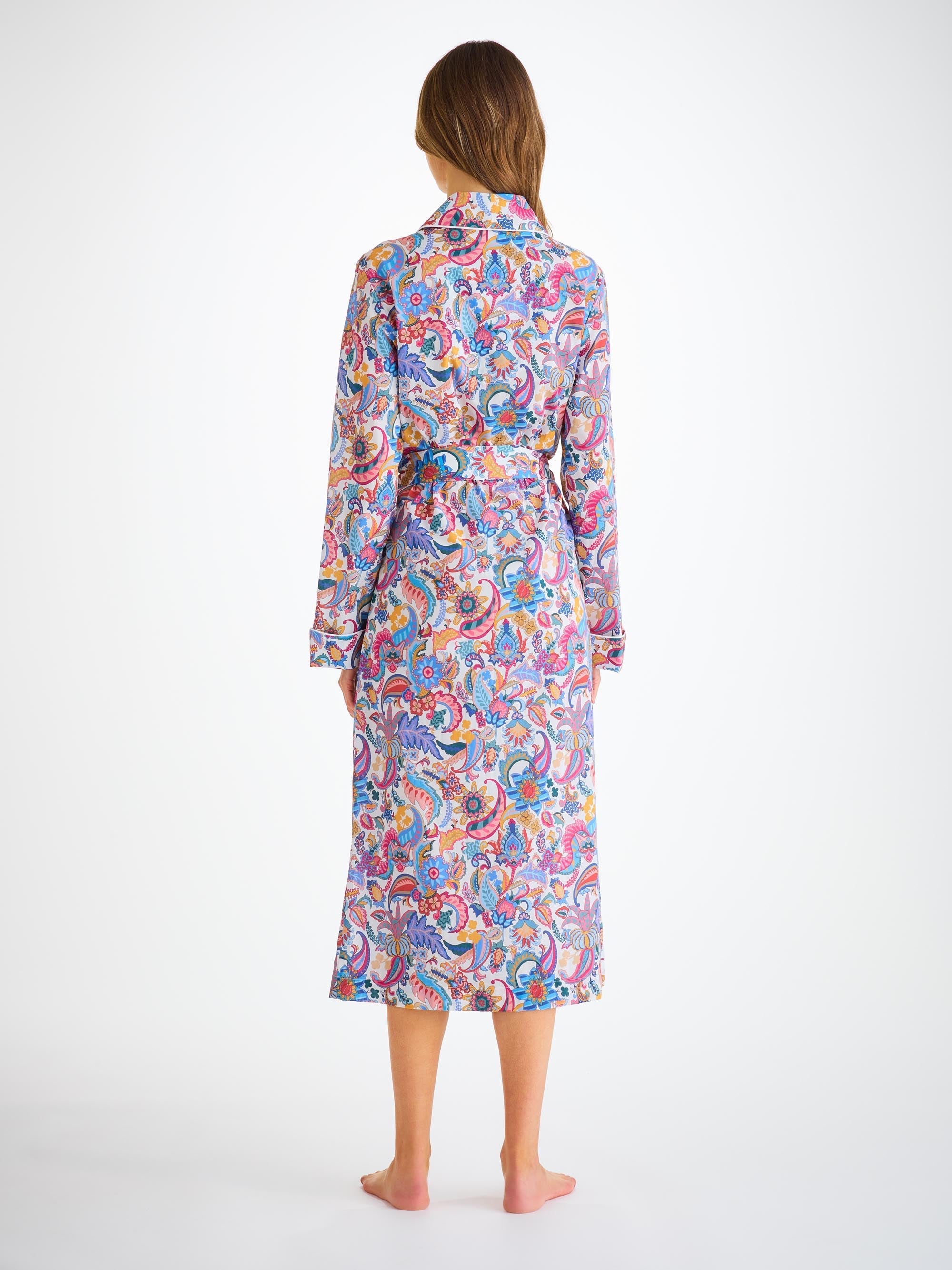 Women's Dressing Gown Cotton Batiste Multi Jungle Paisley Print