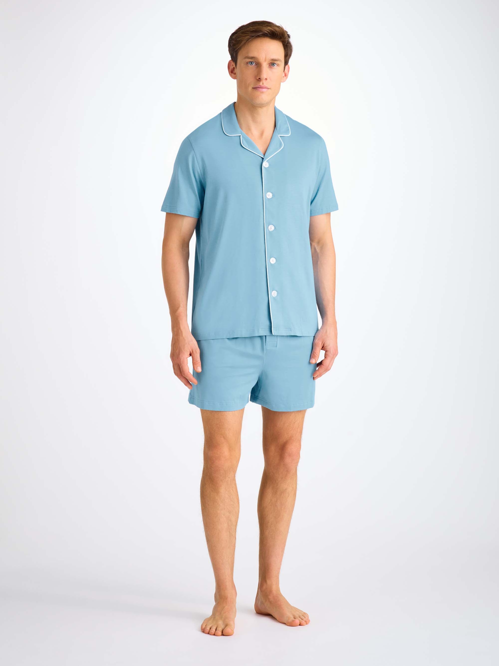 Men's Short Pyjamas Basel Micro Modal Stretch Ocean Blue