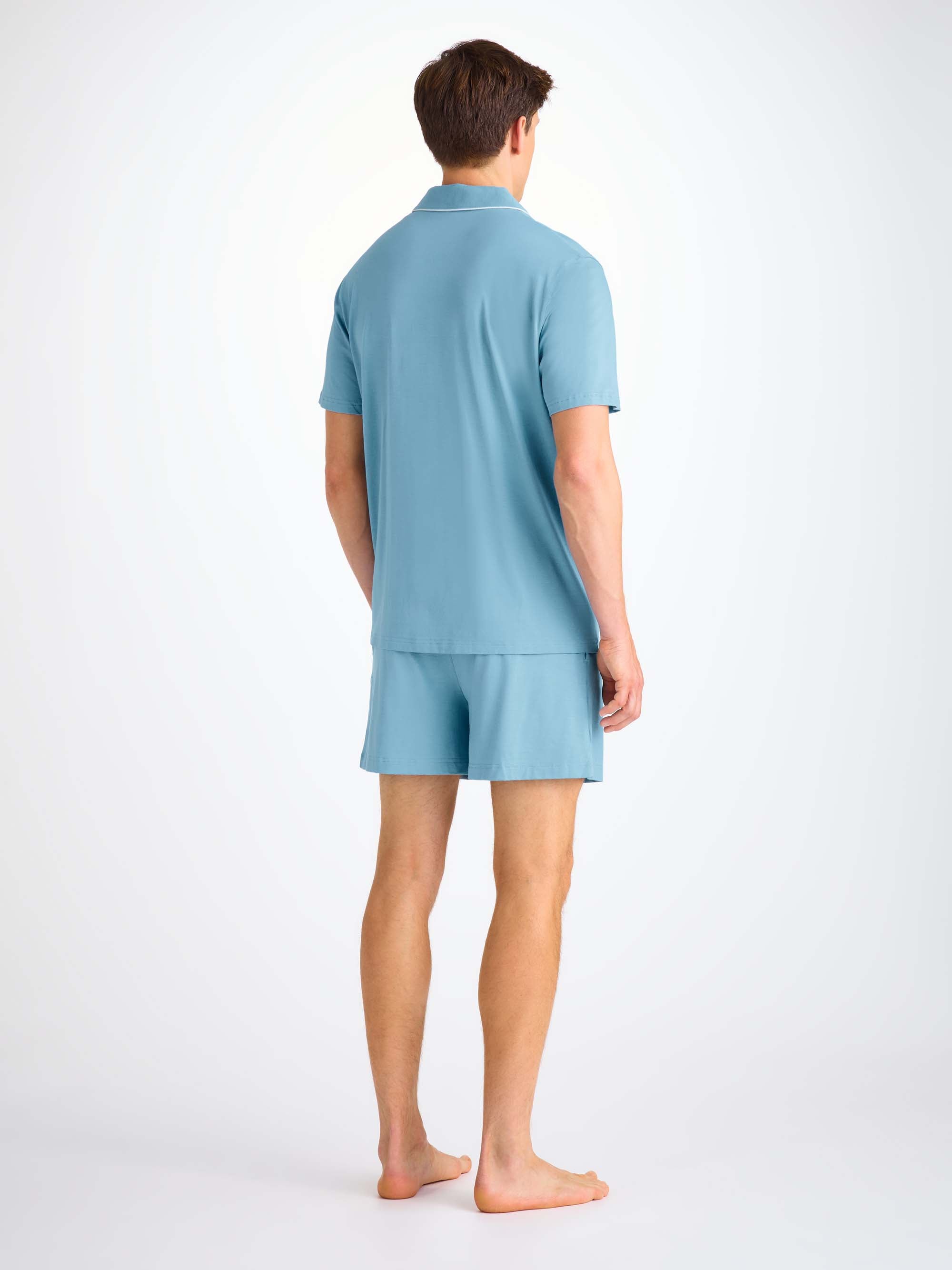 Men's Short Pyjamas Basel Micro Modal Stretch Ocean Blue