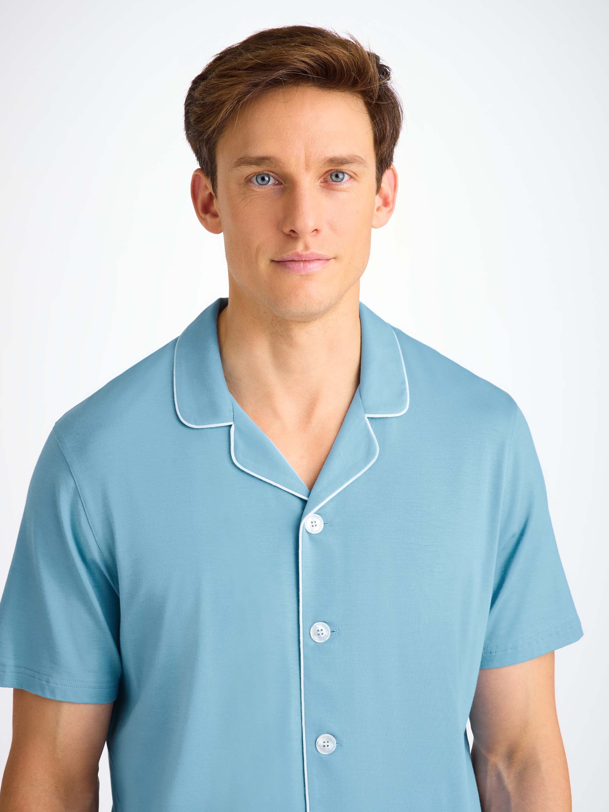 Men's Short Pyjamas Basel Micro Modal Stretch Ocean Blue