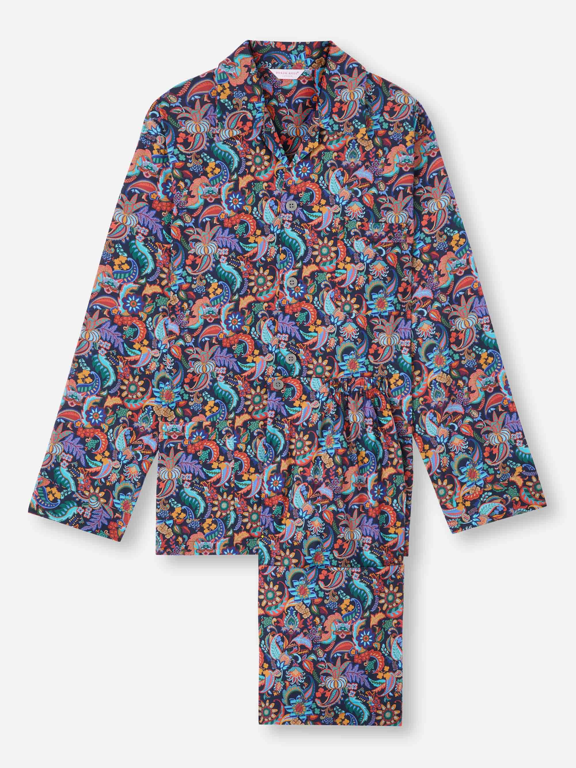 Men's Classic Fit Pyjamas Cotton Batiste Multi Jungle Paisley Print