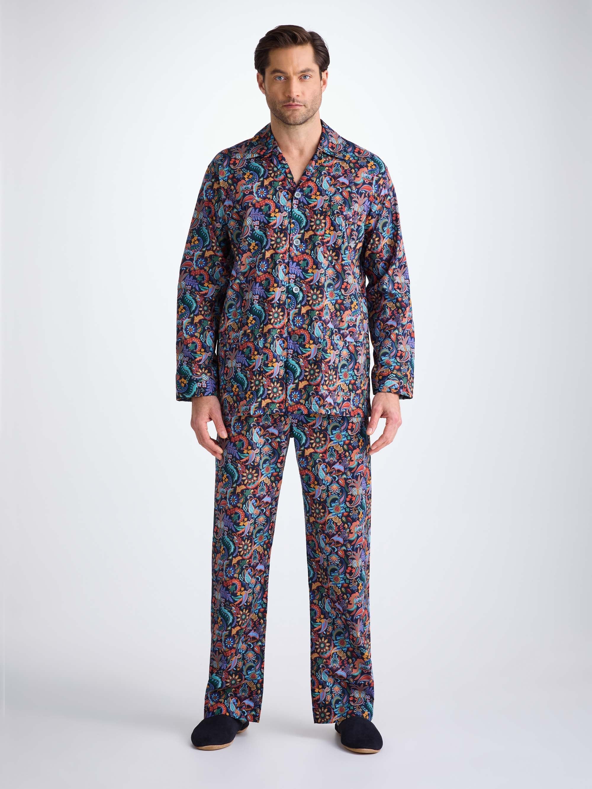Men's Classic Fit Pyjamas Cotton Batiste Multi Jungle Paisley Print
