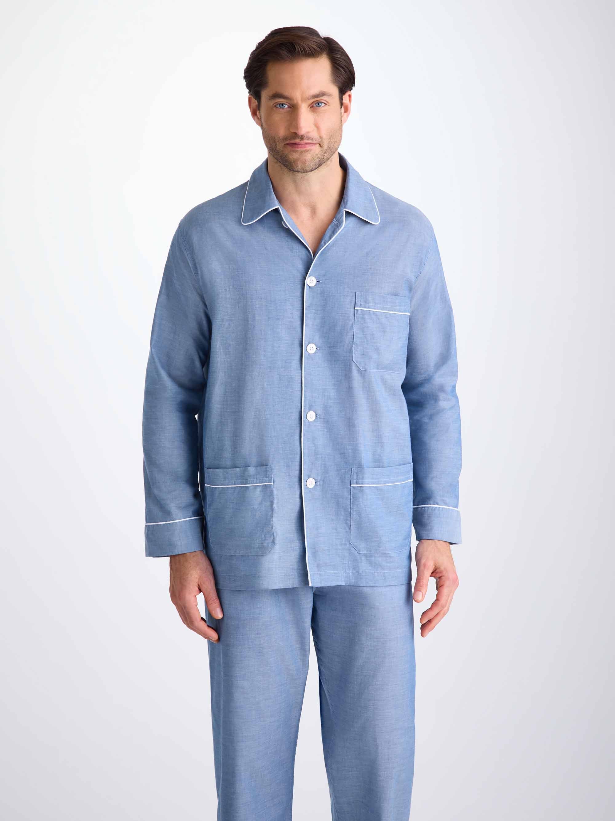 Men's Classic Fit Pyjamas Amalfi Cotton Batiste Denim