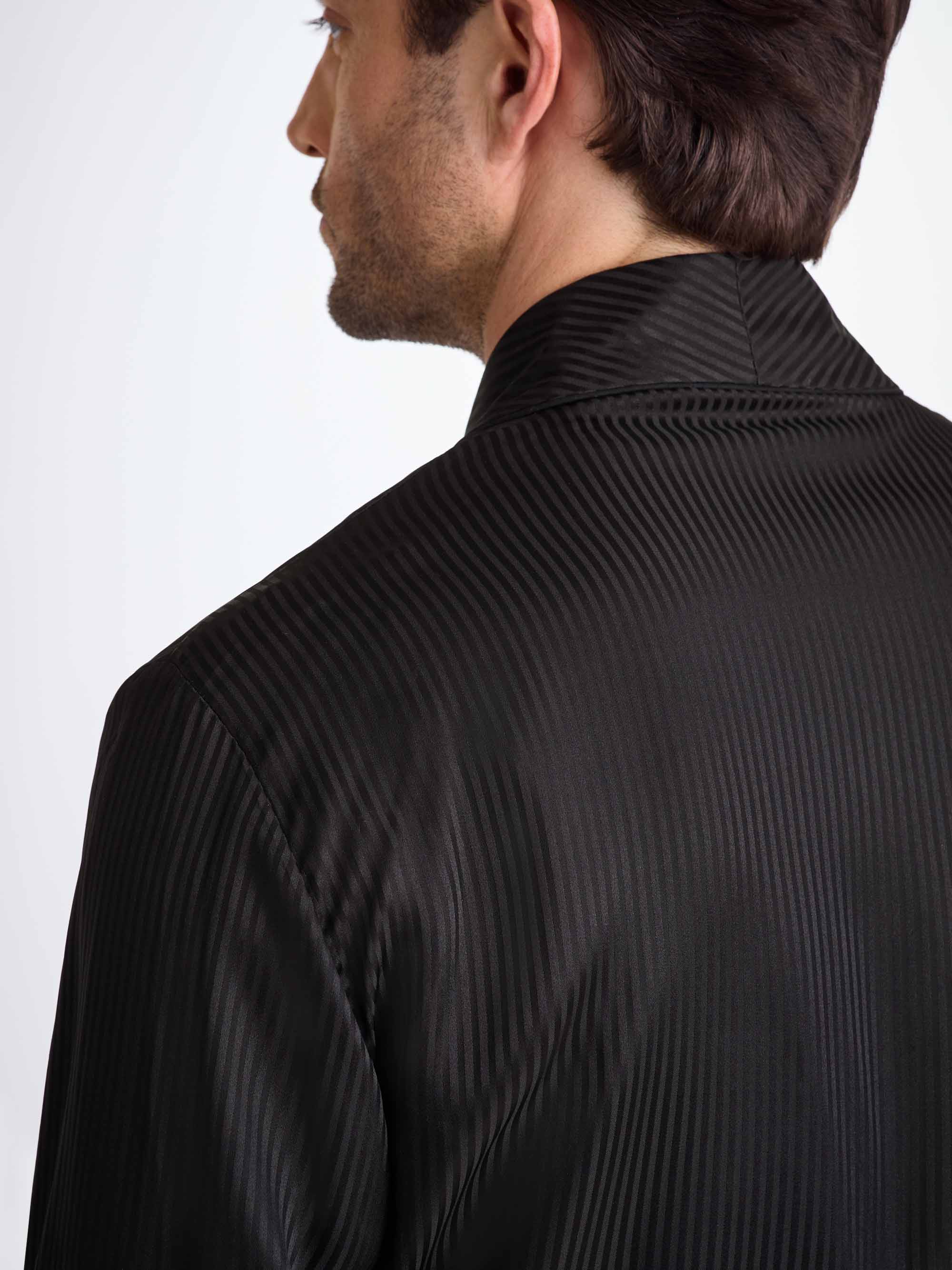 Men's Dressing Gown Woburn 8 Silk Satin Black