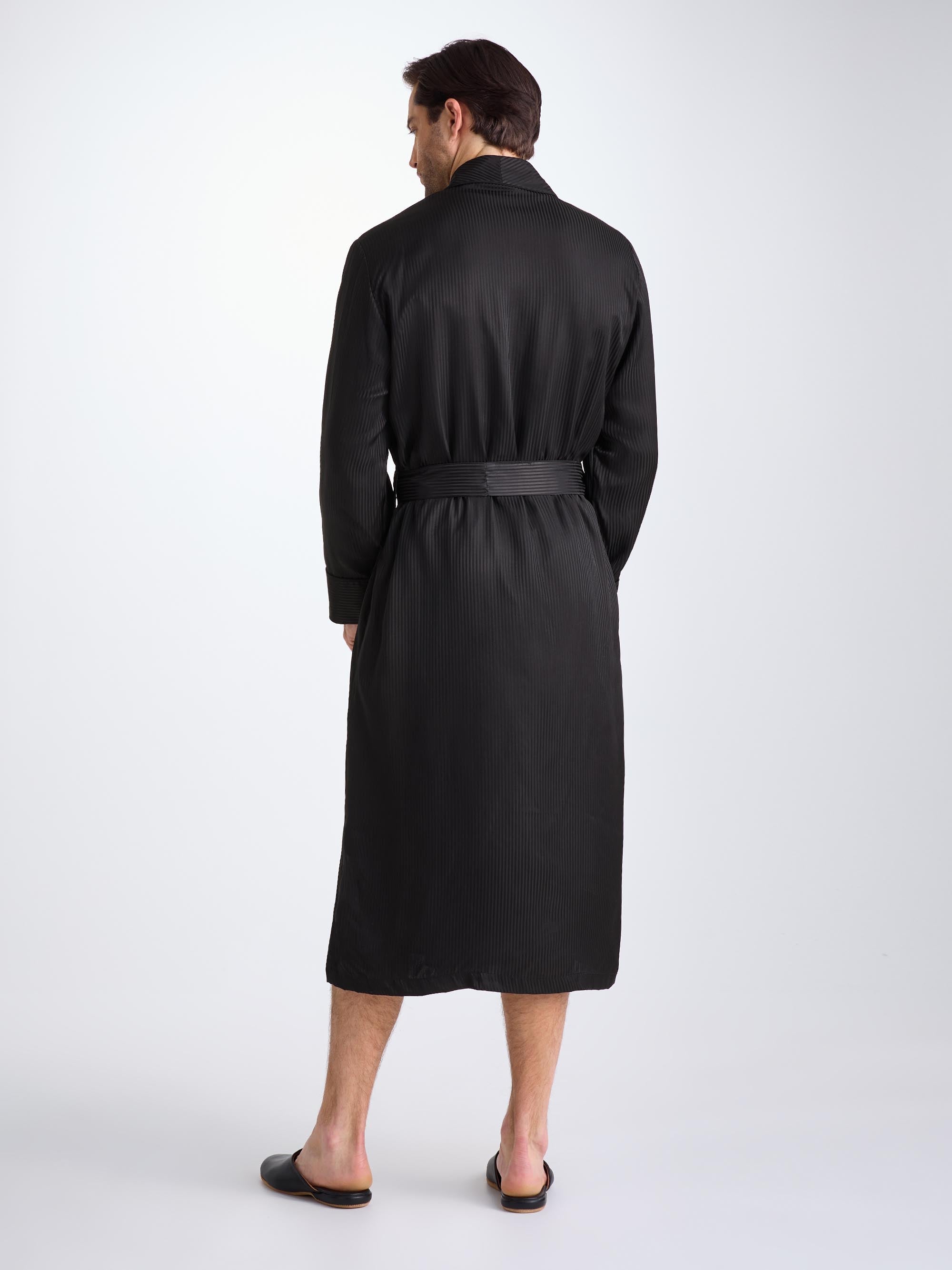 Men's Dressing Gown Woburn 8 Silk Satin Black
