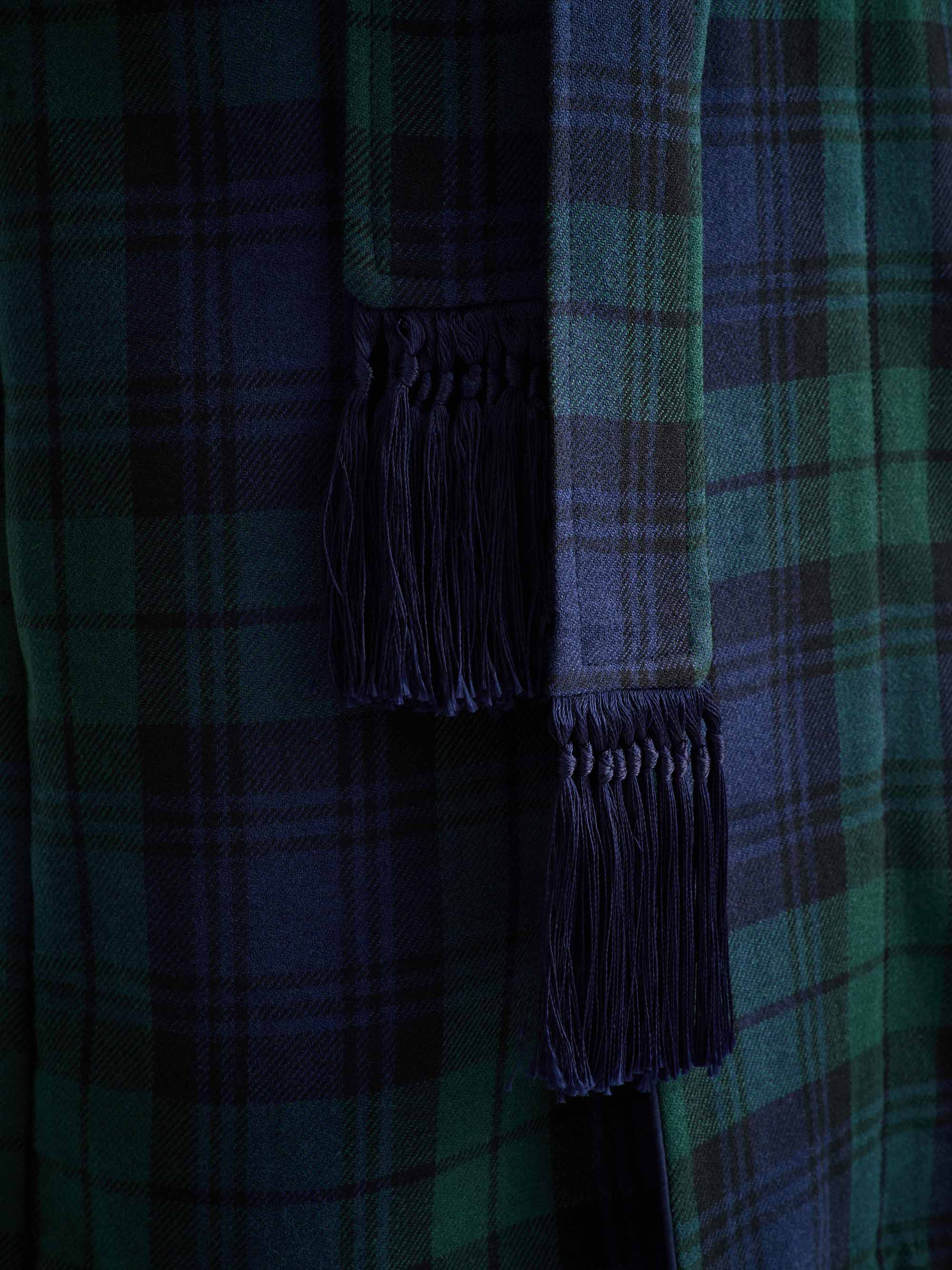 Men's Dressing Gown Tartan Black Watch Wool Navy