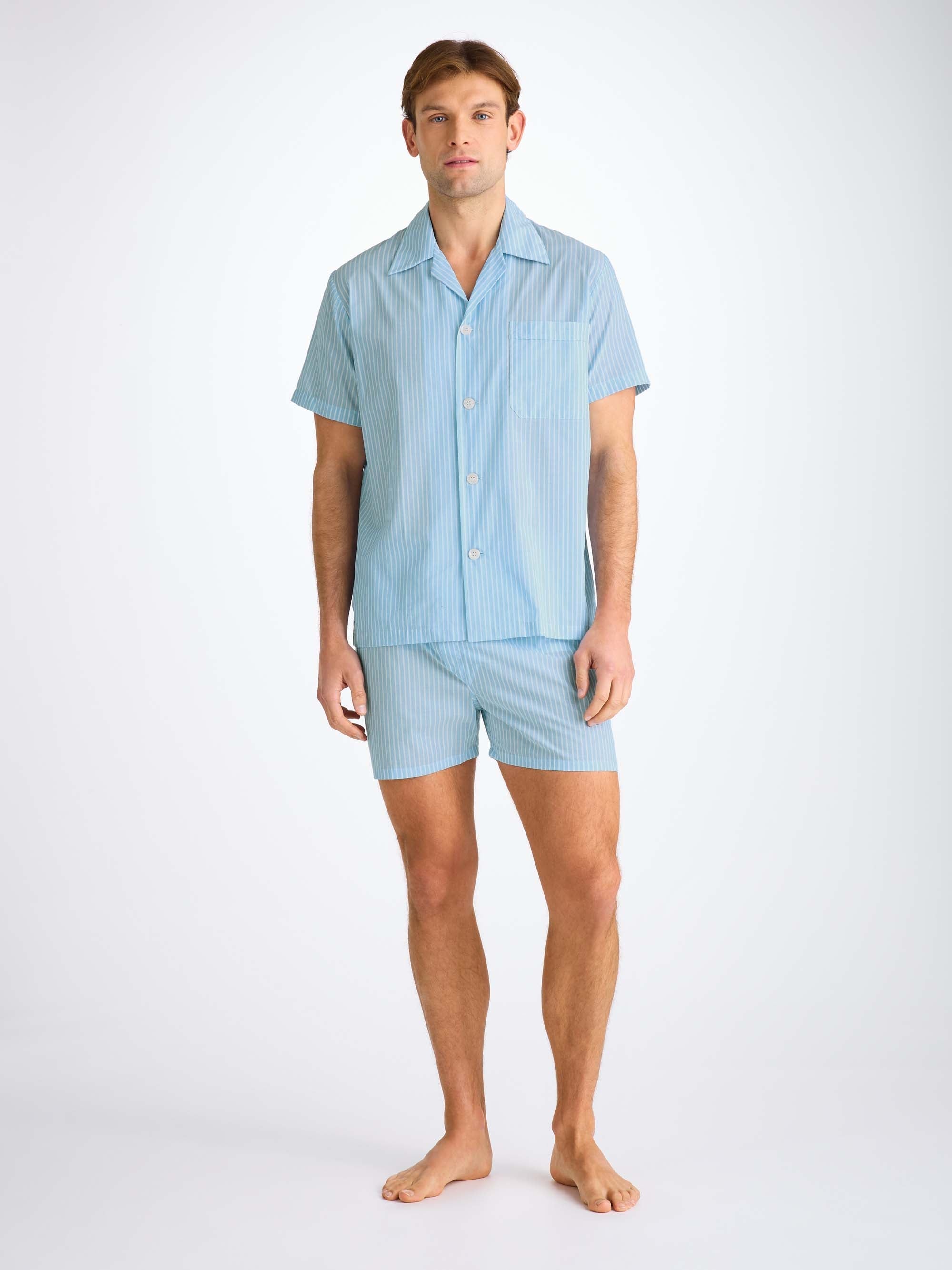 Men's Short Pyjamas Amalfi 21 Cotton Batiste Blue