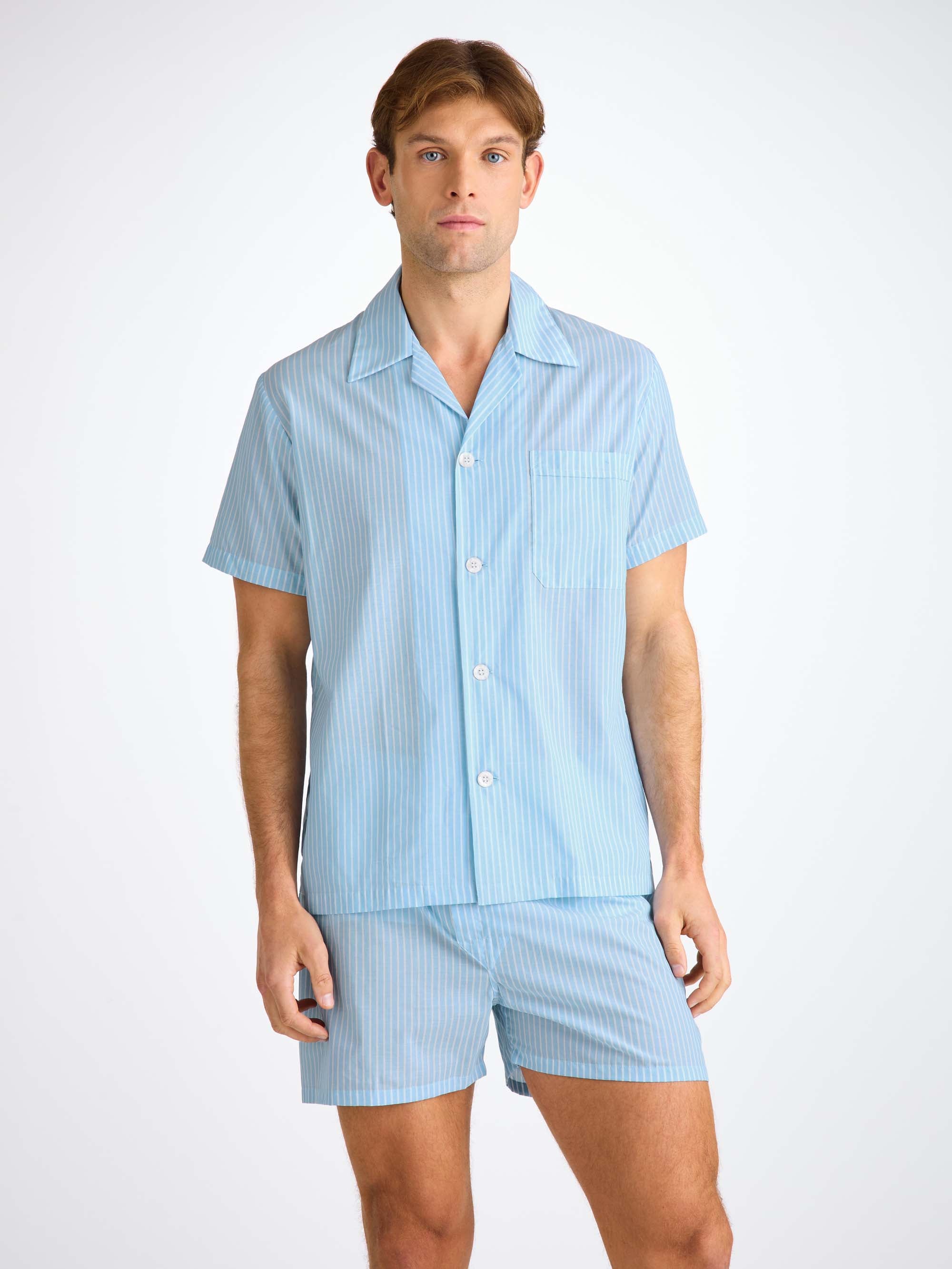 Men's Short Pyjamas Amalfi 21 Cotton Batiste Blue