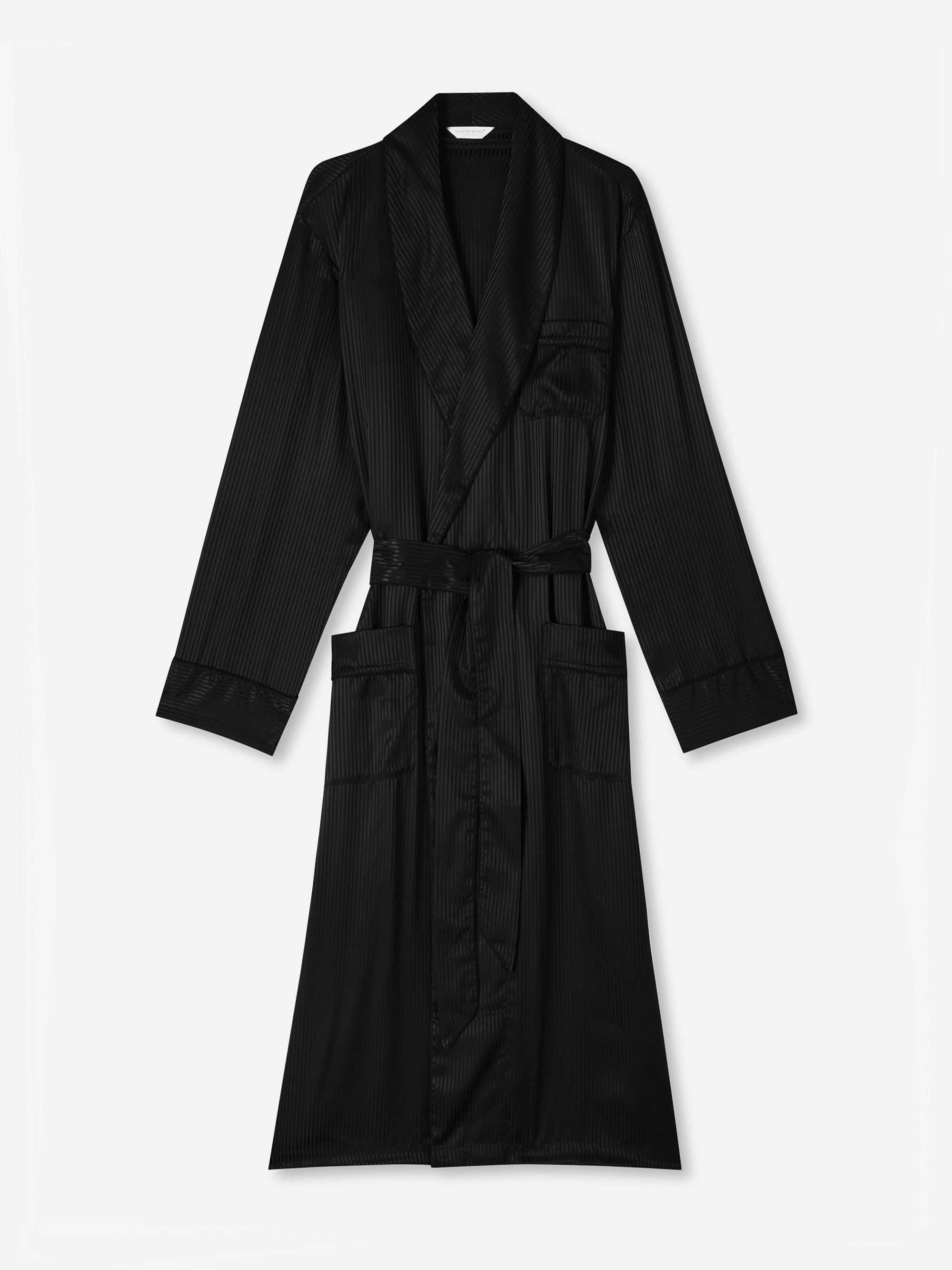 Men's Dressing Gown Woburn 8 Silk Satin Black