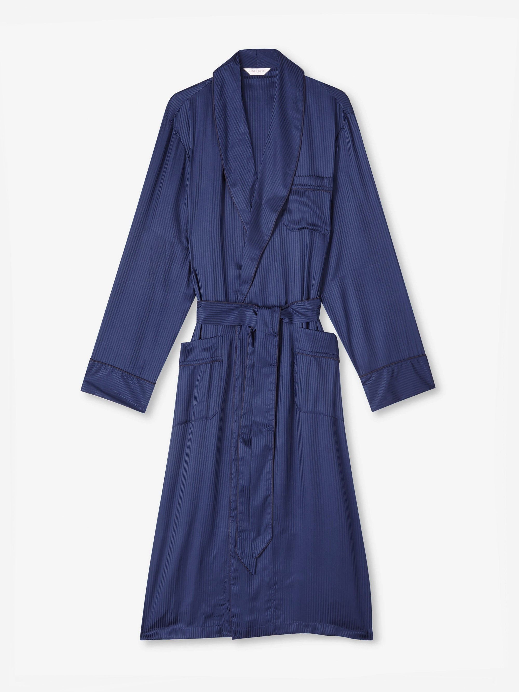 Men's Dressing Gown Woburn 8 Silk Satin Navy